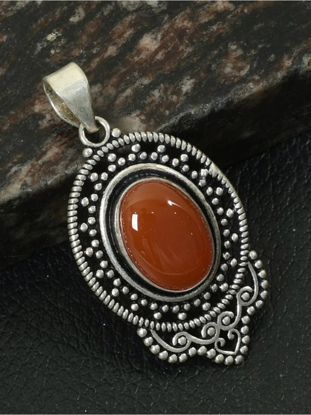 Carnelian Gemstone Ethnic Handmade Pendant Necklace